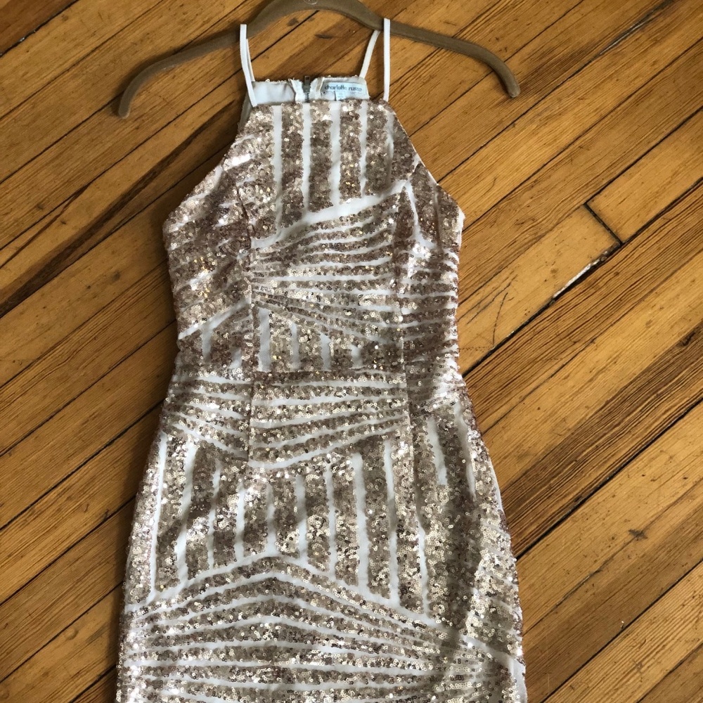 Rose gold sequin dress